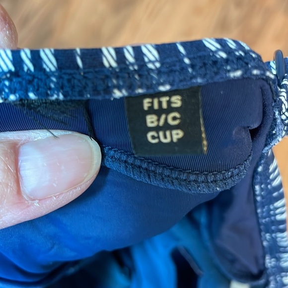 Navy Striped One Piece Swimsuit, XS S - Picture 8 of 9